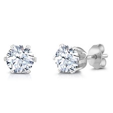 Gemstone Birthstone Rhodium Plated Stud Earrings For Women Men 1.50 Cttw