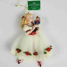 Kurt Adler 6" Resin Clara + Nutcracker Christmas Ornament