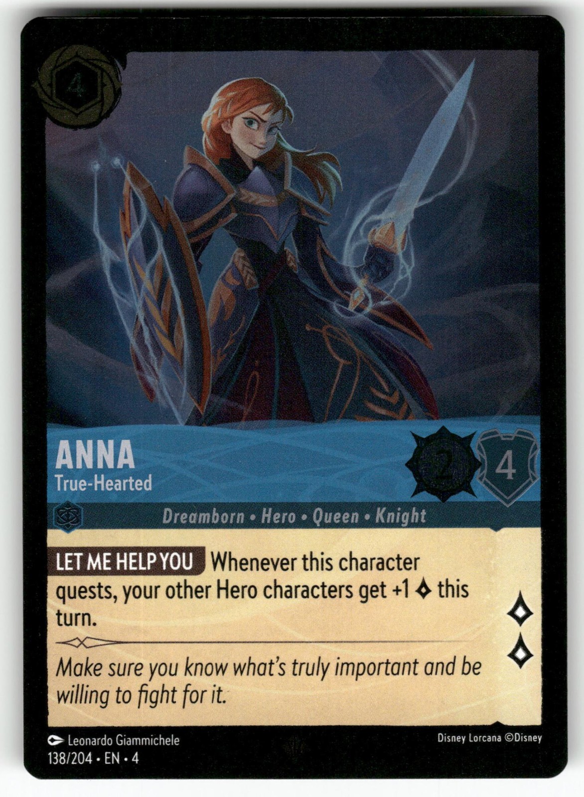 Anna - True-Hearted 138/204 Super Rare Ursula's Return Lorcana Cold Foil NM