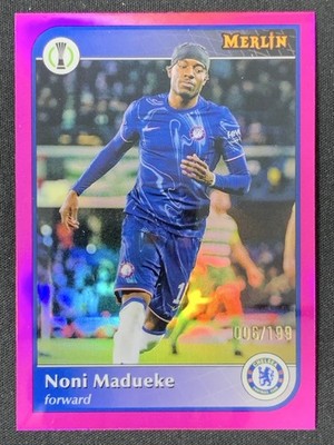 Noni Madueke 2024-25 Topps Merlin UCC Pink Refractor Base /199 #140