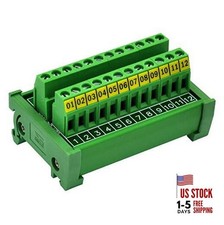 DIN Rail Mount 24A/400V 12 Position Screw Terminal Block Distribution Module
