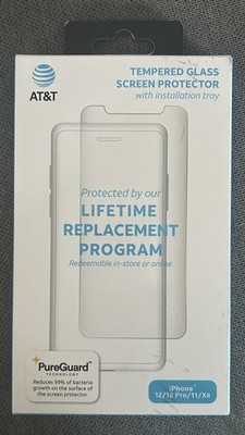 AT&T PureGuard Tempered Glass Screen Protector for iPhone 12 / 12 Pro / 11 / XR