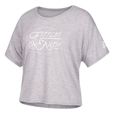 Reebok Women's Crossfit Games ''Fitted On Earth'' Grey Cropped Boxy T-Shirt