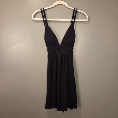 Guess Jeans Women's S Babydoll Longline Tank Top or Mini Dress Black Tie Waist