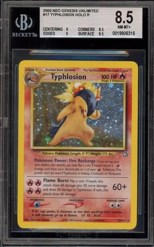 Pokemon Typhlosion Neo Genesis Unlimited Holo Rare #17 BGS 8.5