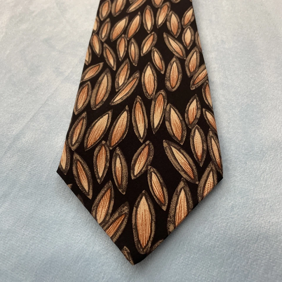 Charles Jourdan Paris Vintage Design Silk Tie black Brown Seed Statement 55” — 第 3/4 张图片