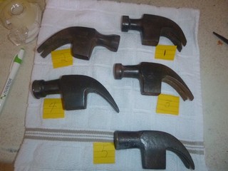 Lot of 5 Old Vintage Claw Hammer Heads Plumb Plumb Victory ( 1 Unmarked)
