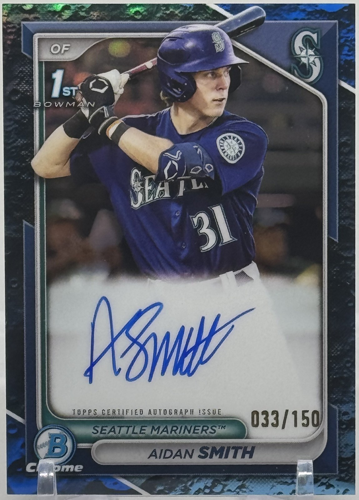 2024 Bowman Aidan Smith Chrome 1st Blue Lunar Crater Refractor Auto /150 #CPA-AS