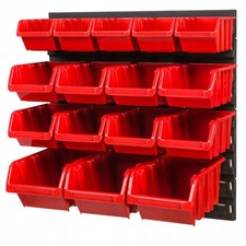 Parete porta attrezzi garage set con 16 scatole portaoggetti rosse organizer