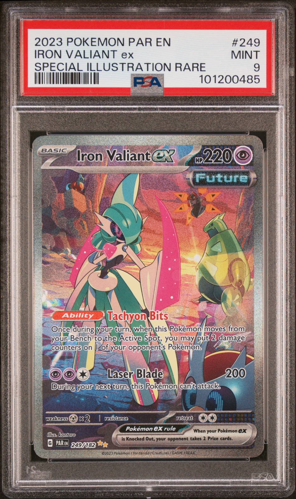 2023 POKEMON PAR EN-PARADOX RIFT SPECIAL ILLUSTRATION RARE IRON VALIANT EX PSA 9