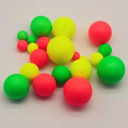 Lot De 15 Flotteurs Ronds GALPADA - Mousse 30 Mm - Jaune, Rouge, Vert - Bague Cuivre - Pêche Eau Douce