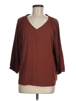 Essentials By Tchibo Women Brown 3/4 Sleeve T-Shirt 40 eur