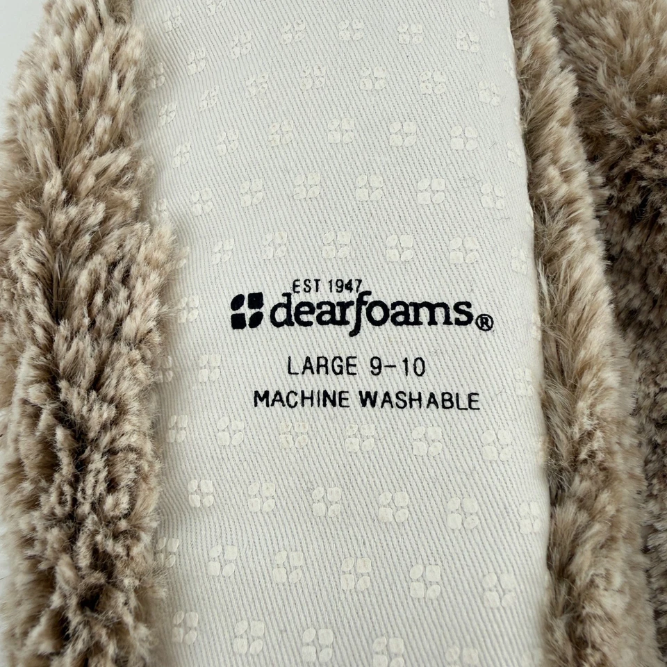 Zapatillas botín Dearfoams grandes 9-10 piel sintética acogedoras beige cálido regalo vacaciones NUEVO Foto 3 de 4