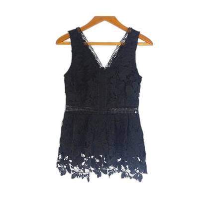 Francescas Vneck Sleeveless Lace Fit & Flare Blouse Dressy Cocktail Size Small