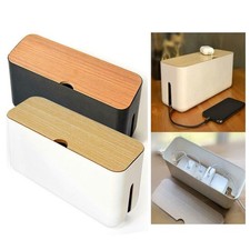 Cable Tidy Box Larger Wire Management Box with Bamboo Lid for Hiding Messy Cable