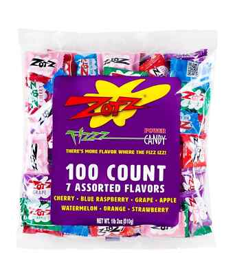 Zotz Fizzy Candy Bag, Assorted Flavors, 100 Count Bag-FREE SHIPPING