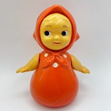 1960 VINTAGE USSR PLASTIC CELLULOID DOLL ROLY POLY TOY NEVALYASHKA UKRAINE 7 in
