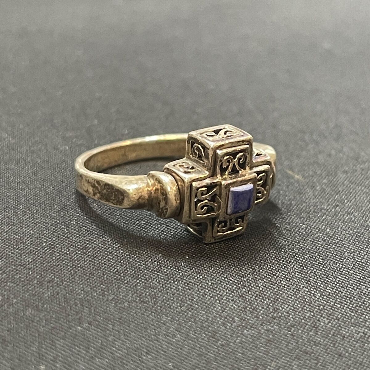 Rare Vintage 925 Sterling Silver Filigree Square Lapis Cross Rare Vintage 925 Sterling Silver Filigree Square Lapis Cross