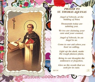 Prayer to St. Saint Thomas Aquinas - Scalloped trim - Paperstock Holy Card