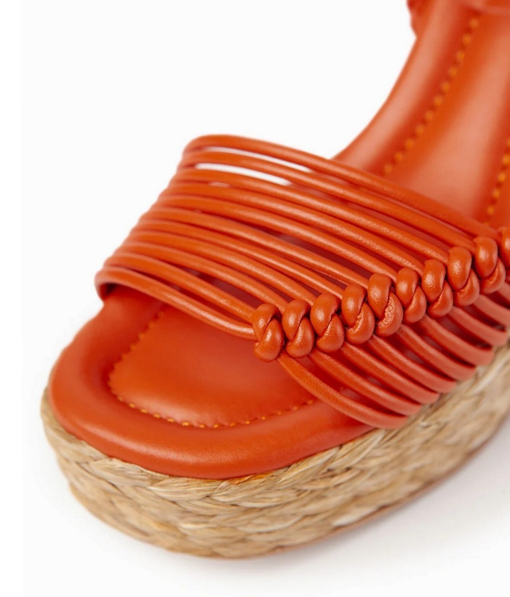 PALOMA BARCELO Masie $425 Raffia Leather Espadrille Wedge