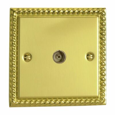Varilight XG8 Georgian poliertes Messing 1 Gang Co-Axial TV-Steckdose