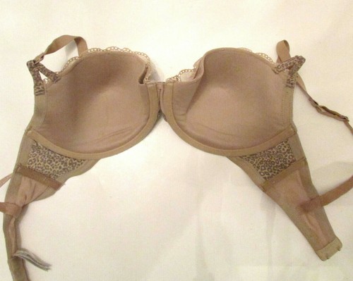DKNY 452092 Vintage Whisper Balconette Underwire Bra 34D Animal Print Beige Lace - 第 7/11 張圖片