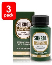 Sukrol Dietary Supplement Strengthened with Thiamin 100 Tabs 3 PACK