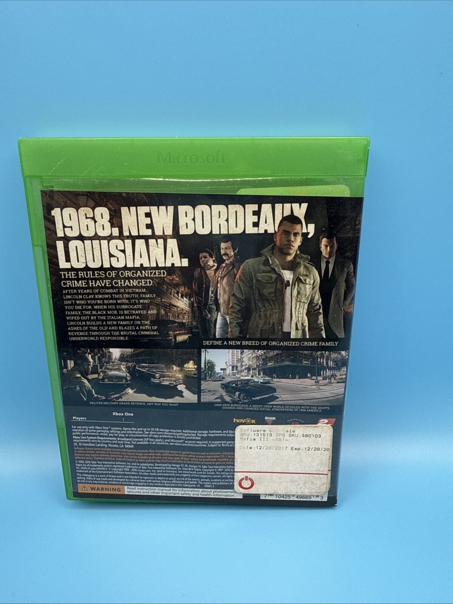 Mafia III - Mafia 3 Microsoft Xbox One Complete In Box - CIB
