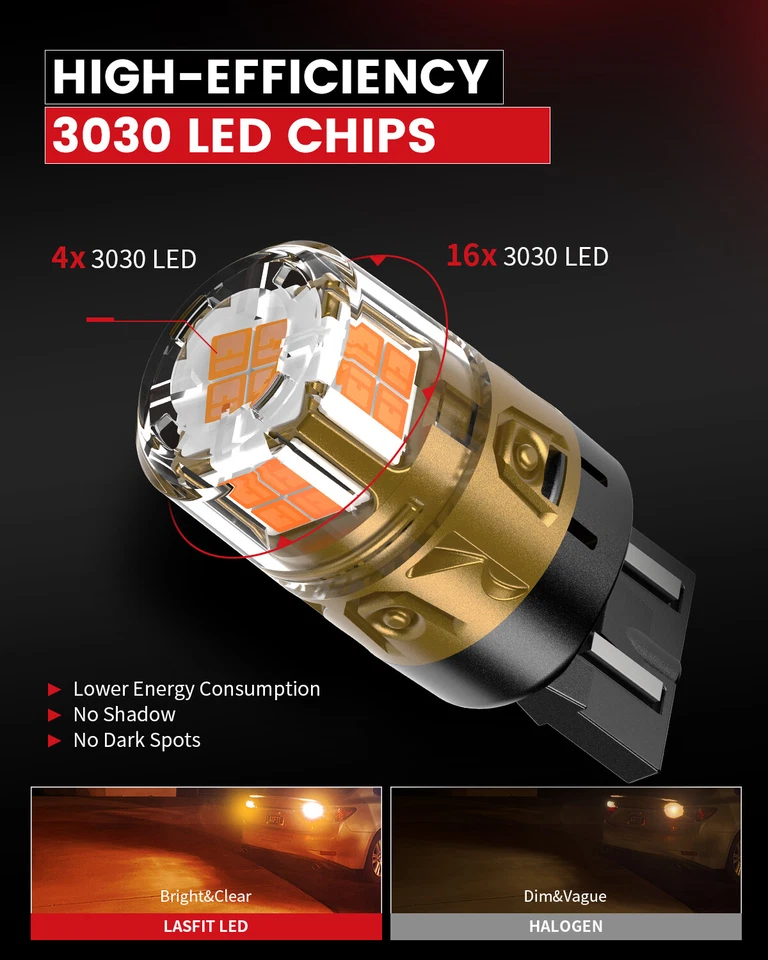 Bombillas LED intermitentes delanteras 7443/7440 para Chevrolet Colorado 2015-2025 Foto 4 de 4