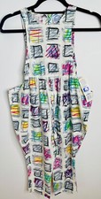 NOS VTG 80'S-90'S GOLDEN RAINBOW WHITE GRAPHIC ABSTRACT PRINT ROMPER JUMPSUIT 6