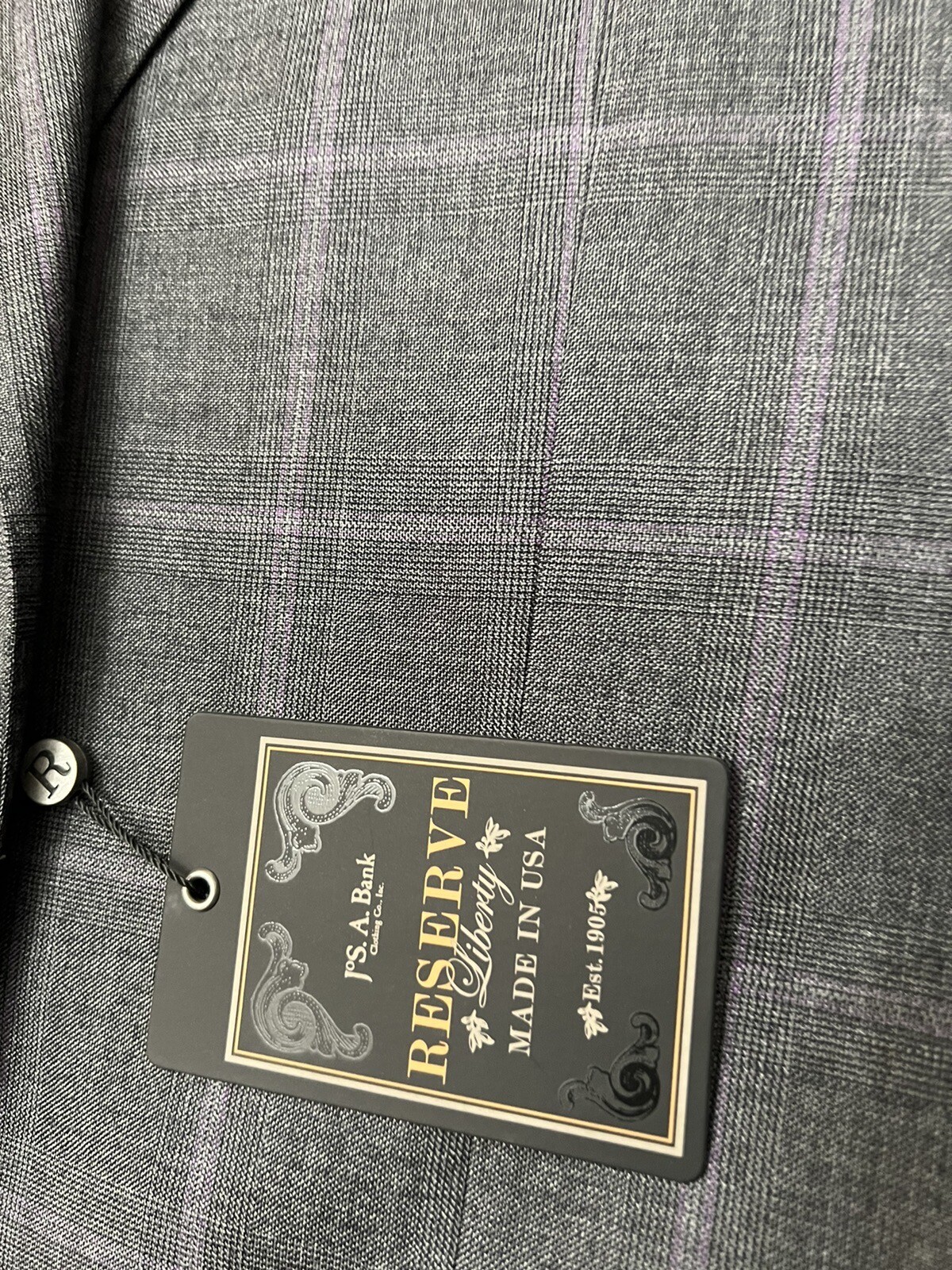 Made in USA from Italian Wool, Jos. A. Bank Reserve 40 R (34 Waits), Grey plaid image 8