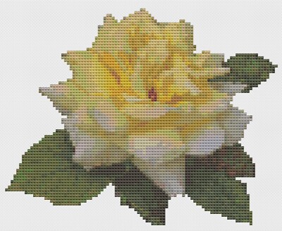 Florashell Kreuzstich Vorlage Gelbe Rose Blumenmuster, Count 14