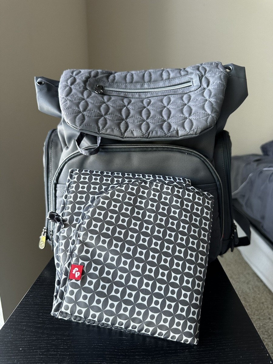 Fisher Price Avery Diaper Backpack Gray Quilted With Changing Pad