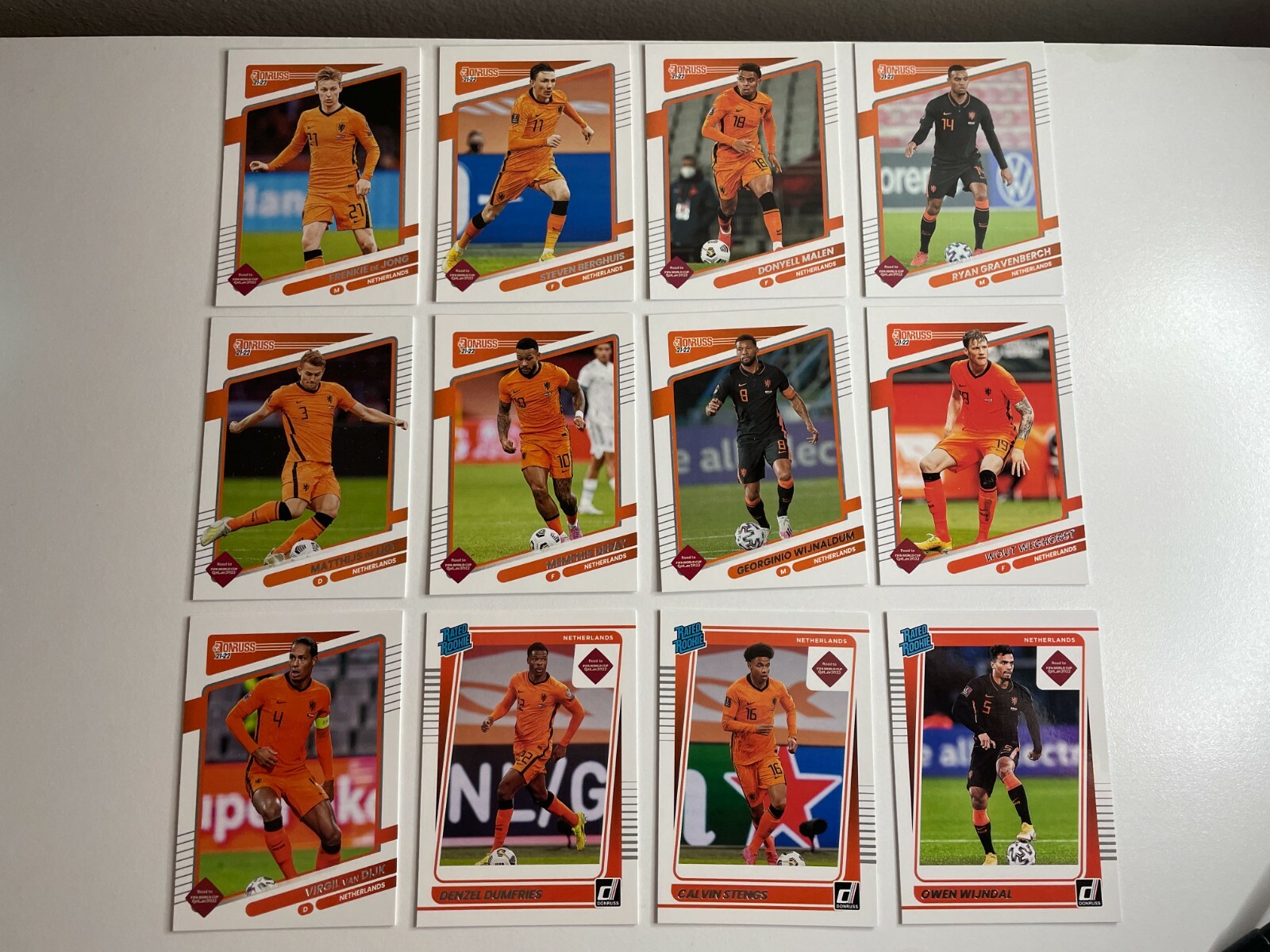 Netherlands Team Set 2021-22 Panini Donruss Soccer World Cup Qatar Rated Rookie