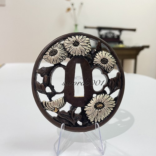 Gold Silver Plated Brass Tsuba Hand Guard For Japanese Katana Sword Maintenance - Picture 2 of 21