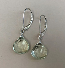 New Sterling Silver Natural genuine prasiolite Sundance charm earrings