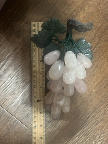 VTG Decorative Rose Quartz?glass Grape Cluster Stone Fruit Jade Apple 18 Pieces - Picture 15 of 23