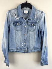 Wax Jean Womens Distressed Blue Jean Denim Ja...