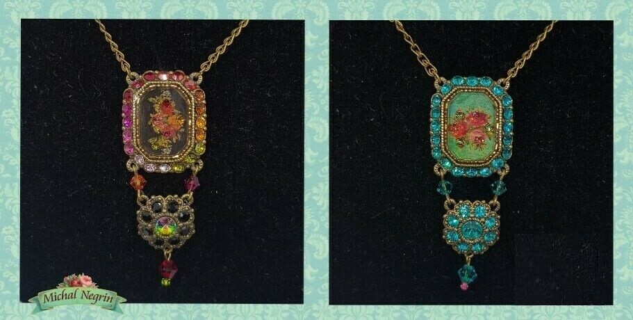 Michal Negrin Crystal Rose Necklace Handmade in Israel-image