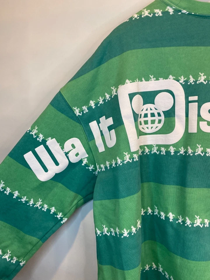 Walt Disney World Mickey & Friends 绿色条纹套衫运动衫尺寸 1X — 第 3/4 张图片