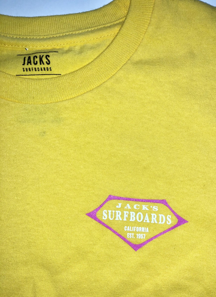 JACK'S SURFBOARDS Girl's Yellow Large T-Shirt Short Sleeve 100