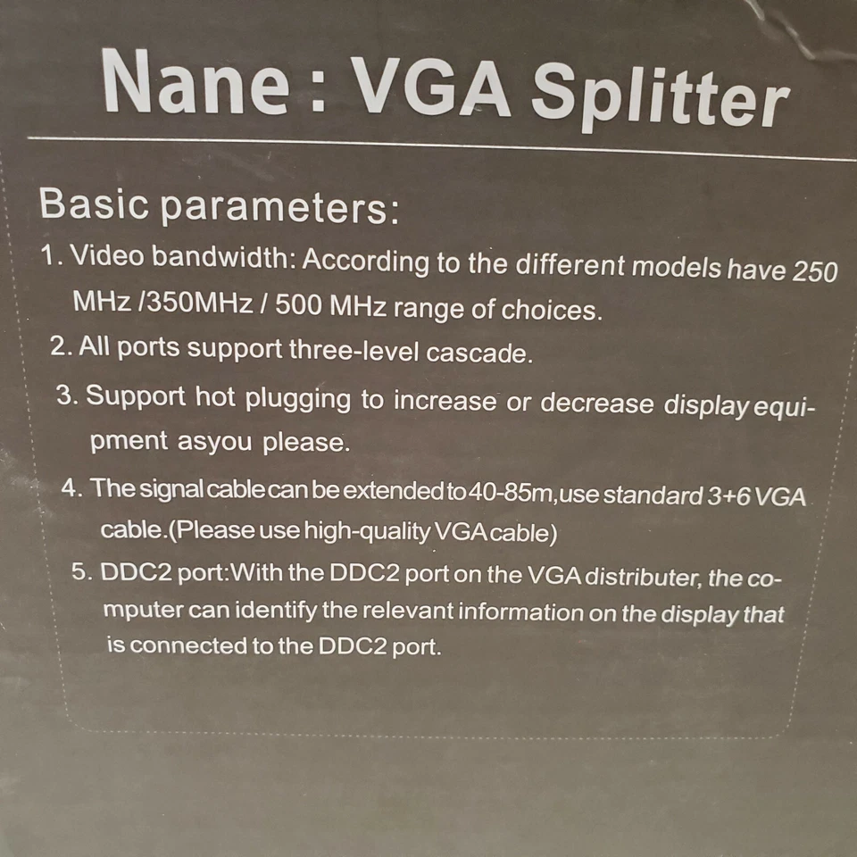 DTECH Powered 2 Port - 1 to 2 VGA Duplicator Splitter 1x2 - 250 MHz - Image 4 of 4