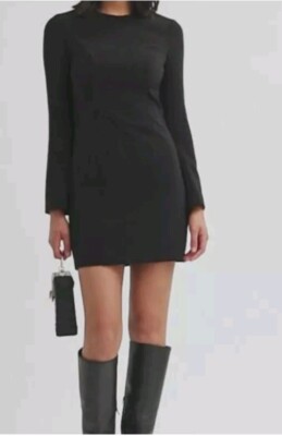 Kookai Delta Open Black Long Sleeve Zip Dress Size 38 AU Size 10 BNWT | eBay