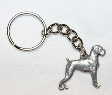 BOXER UnCropped Dog Fine Pewter Keychain Key Chain Ring Fob