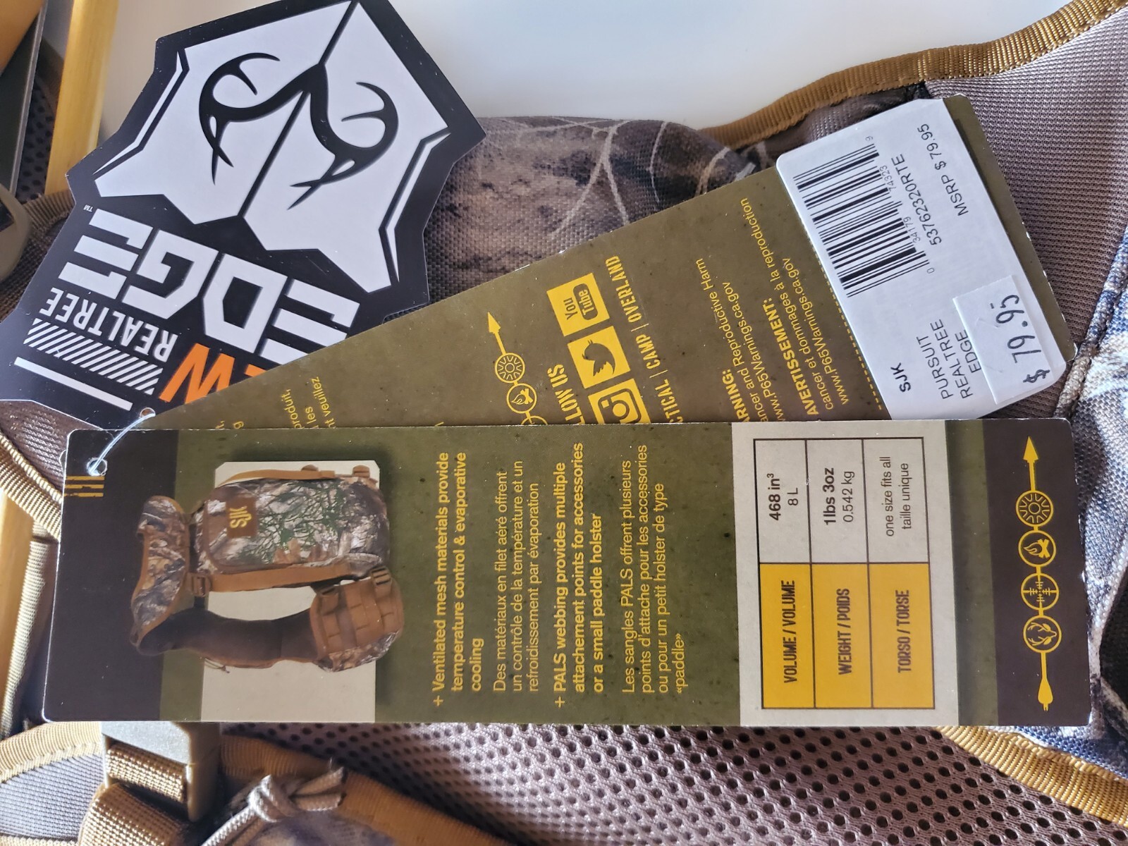 Slumberjack SJK Pursuit Vest New Realtree Edge Camo Hunting Deer Elk