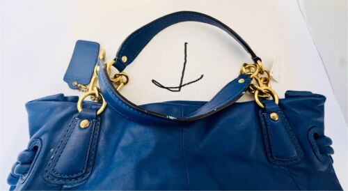 Coach Vintage mit Etikett Royal Kobaltblau Leder Messing Hardware Handtasche Reiben - Bild 7 von 16