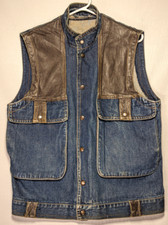 Oui International Faux Leather Trimmed Denim Vest Men's Size Medium