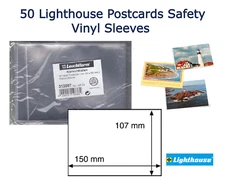 50 Protective Clear Vinyl Sleeves HP20 For Postcards 150x107mm Safe Holders NEW