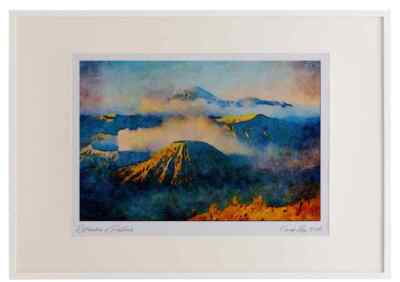 736027 Sonnenaufgang am Berg Bromo, Java, Indonesien Aquarell Bilderrahmen
