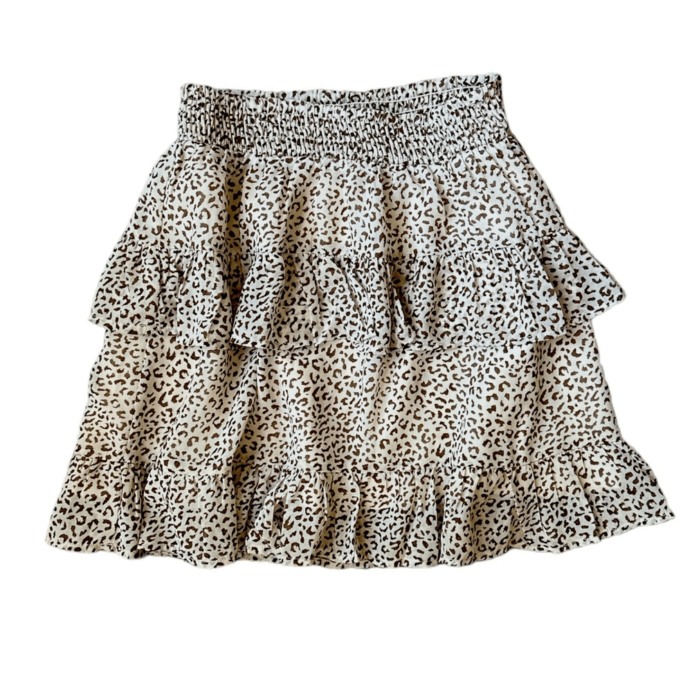 Altar'd State leopard print tiered skirt brown and cream